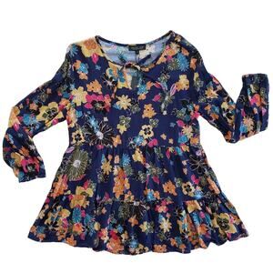 Rachel Zoe Top Women S Colorful Floral Tunic Boho Cottagecore Kawaii Twee NEW